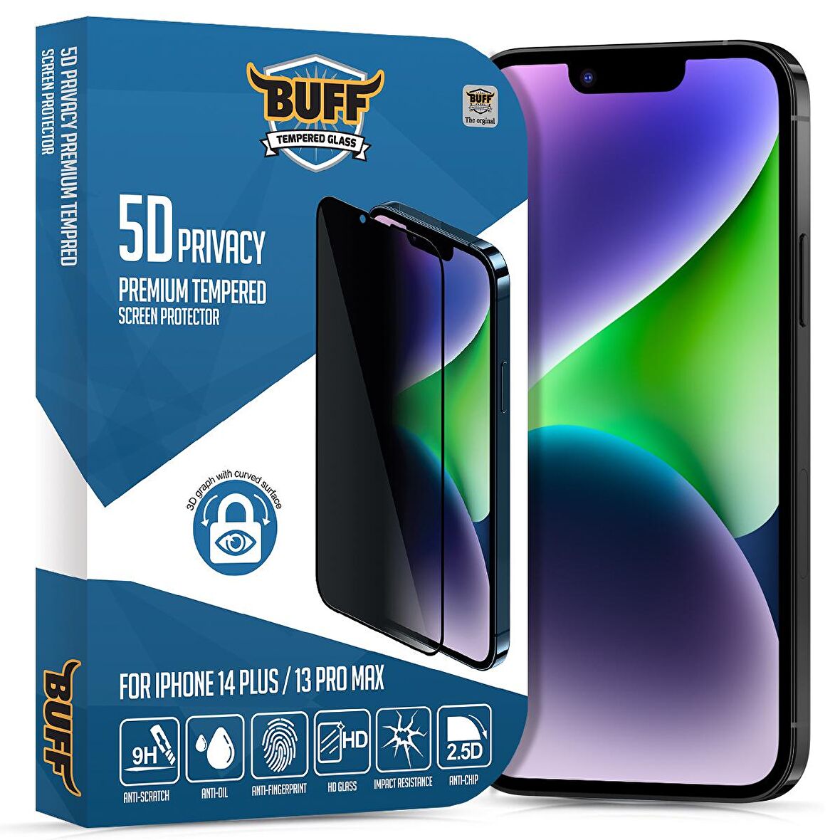 Buff iPhone 14 Plus/13 Pro Max Privacy Ekran Koruyucu