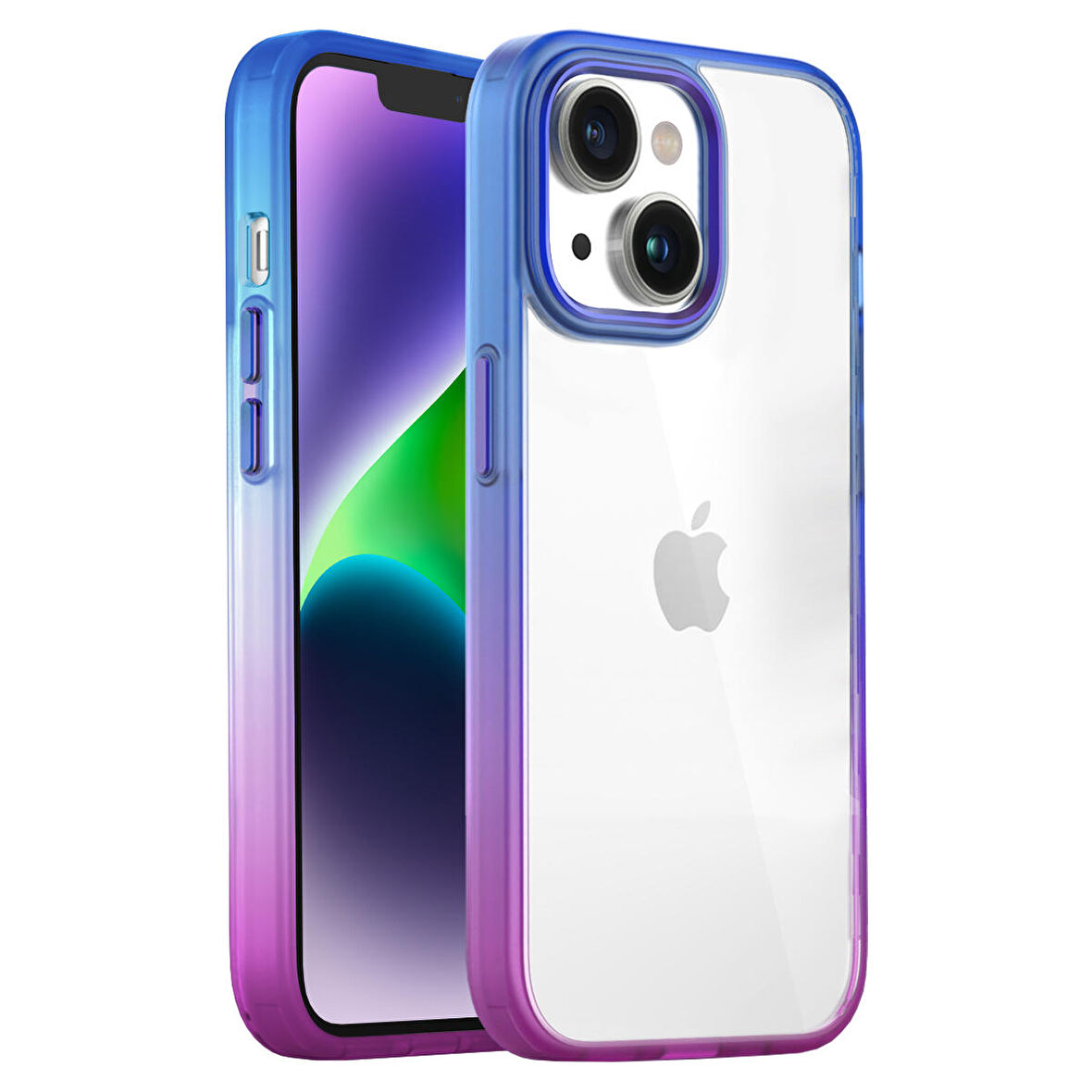 Buff iPhone 14 Plus Air Bumper Rainbow Kılıf Blue Purple