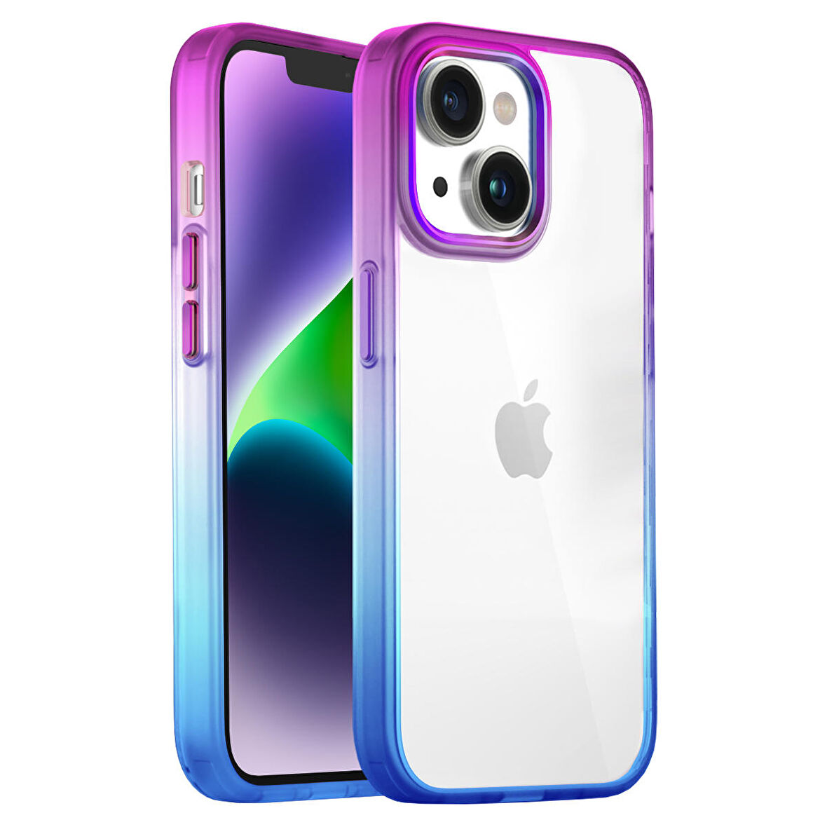 Buff iPhone 14 Air Bumper Rainbow Kılıf Pink Blue