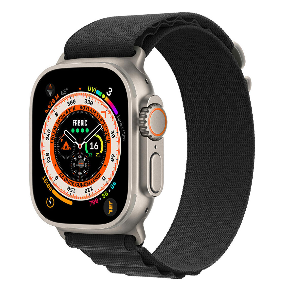 Buff Apple Watch Uyumlu Ultra Fabric Band 49mm Black 