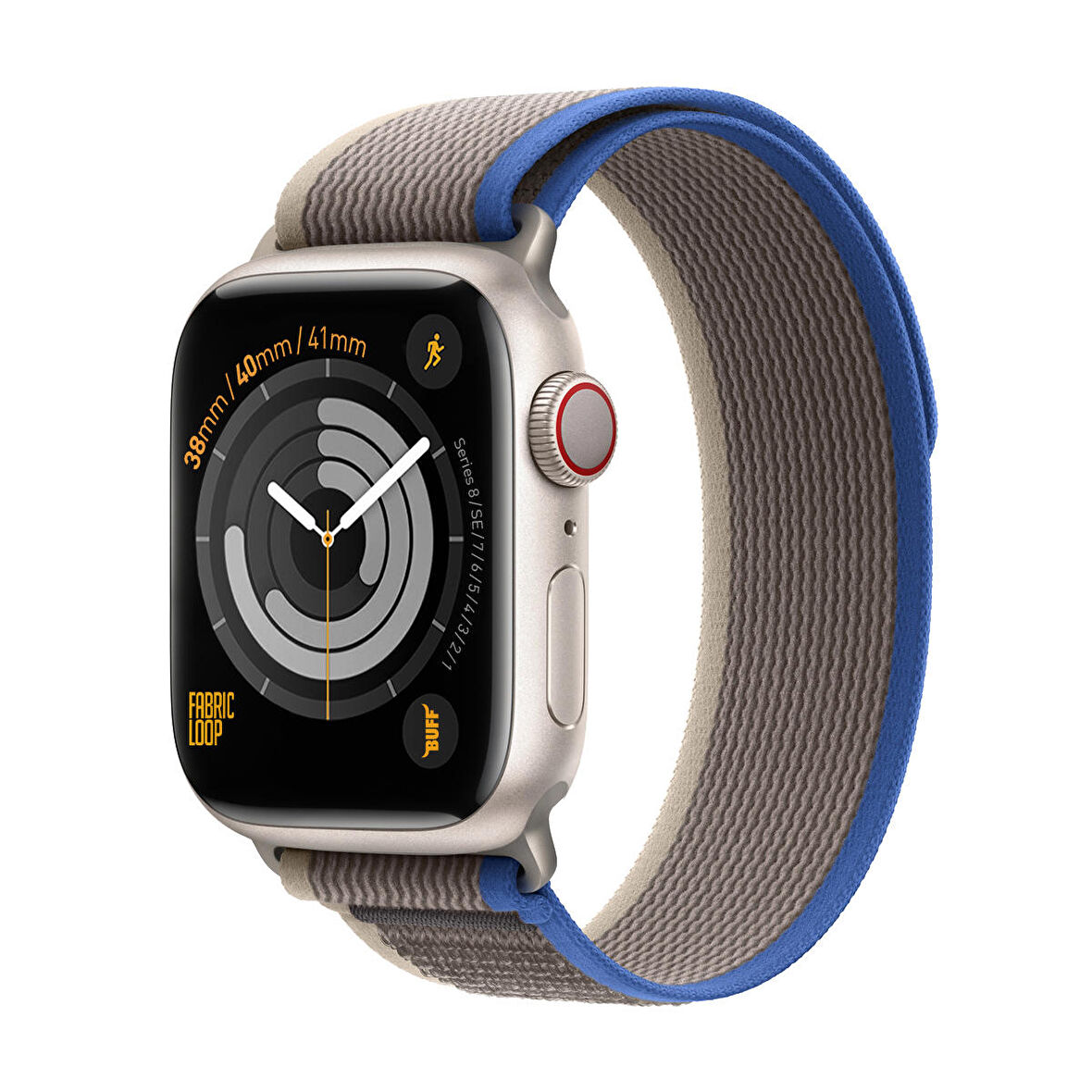 Buff Apple Watch Uyumlu Fabric Loop Kayış 38/40/41mm Gray-Blue 