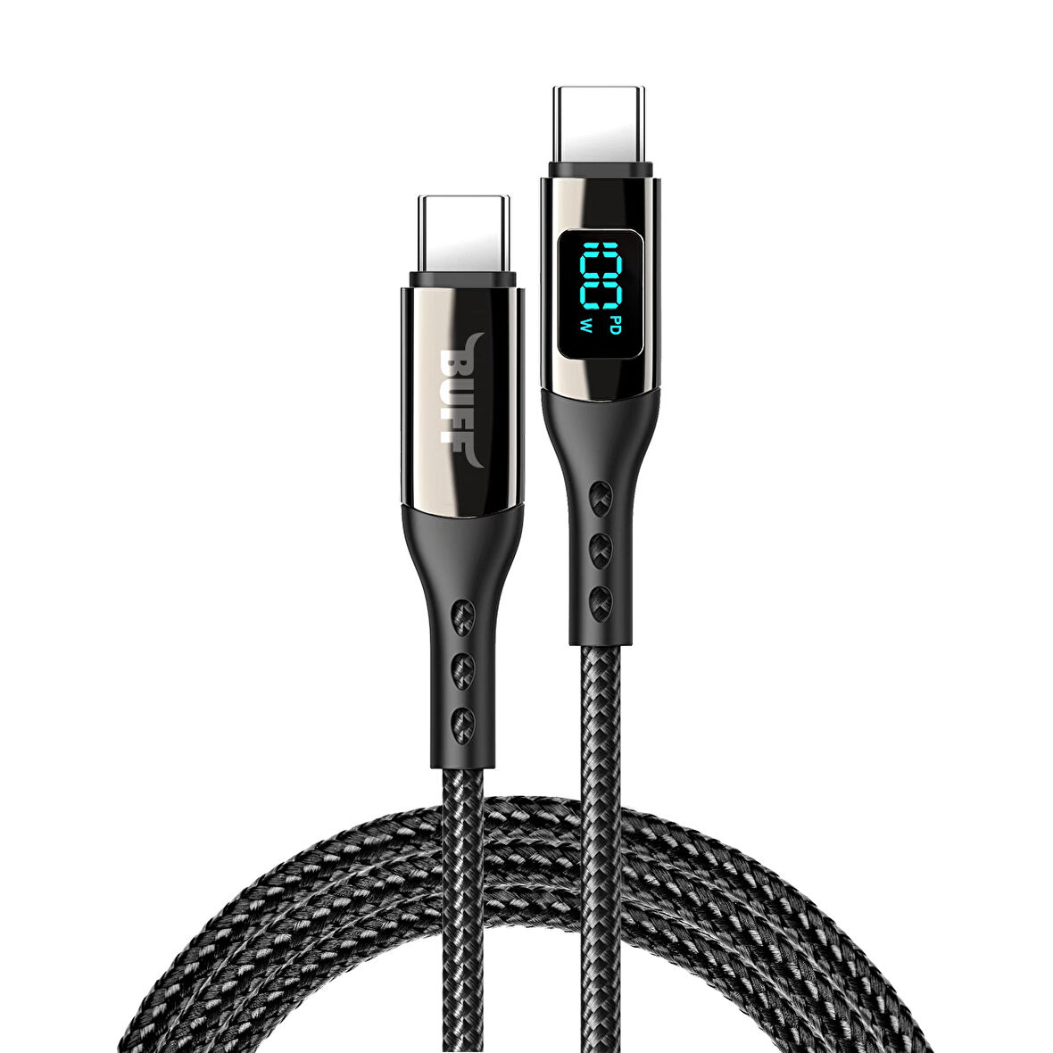 Buff BL73 100W Type-C To Type-C 1.2m 5A Pd Dijital Ekranlı Data-Şarj Kablosu
