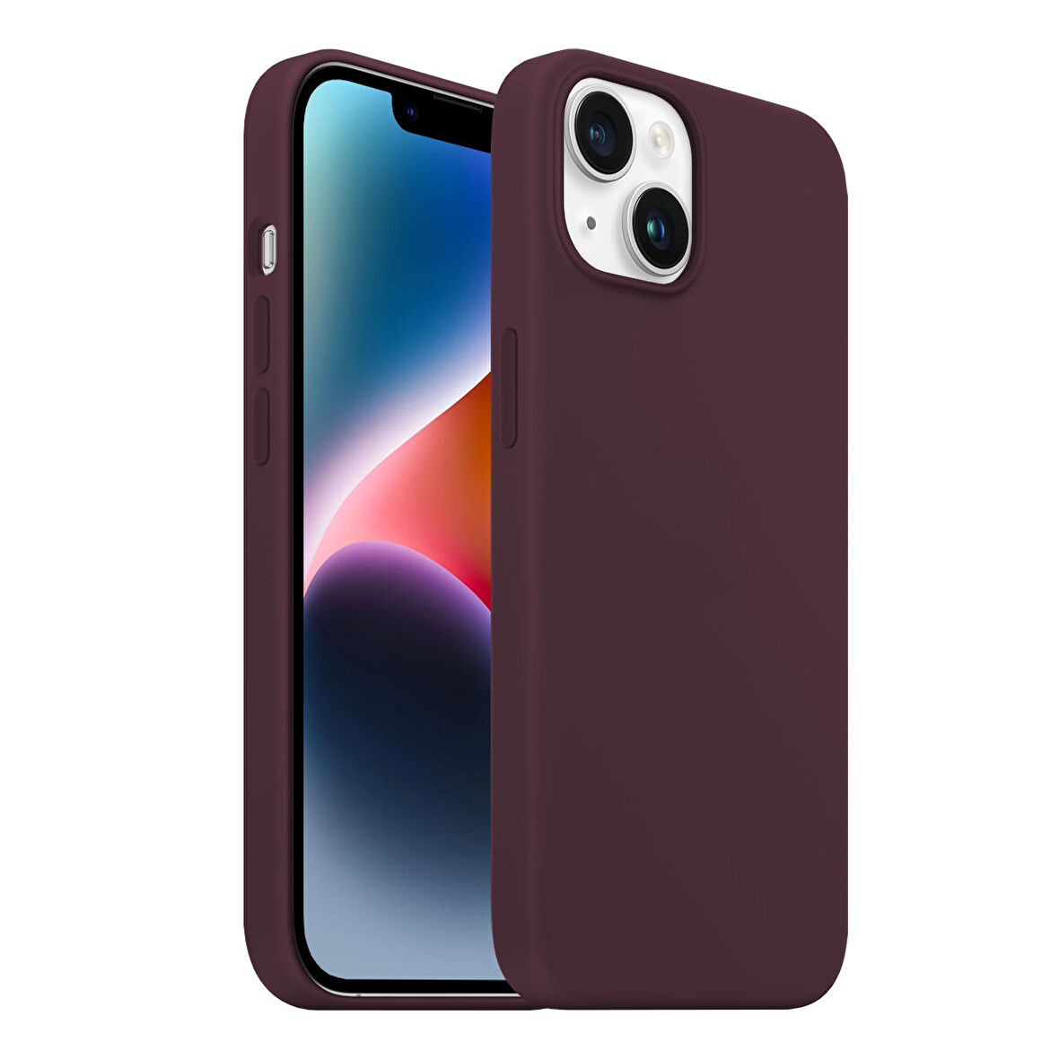 Buff iPhone 14 Rubber Fit Kılıf Wine Red