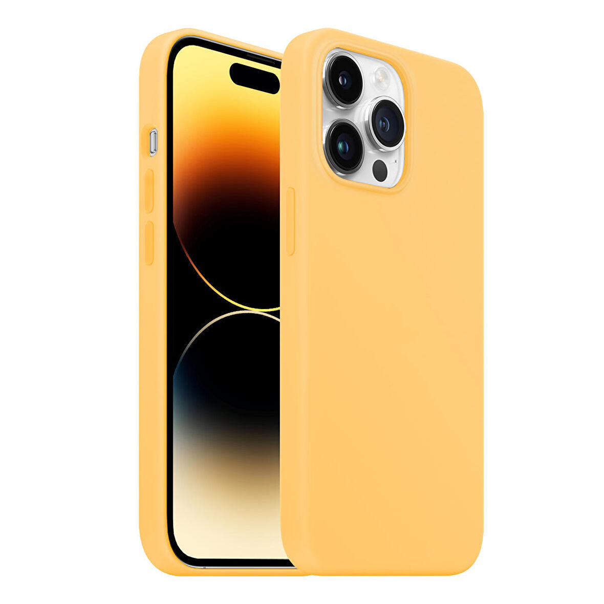Buff iPhone 14 Pro Rubber Fit Kılıf Yellow