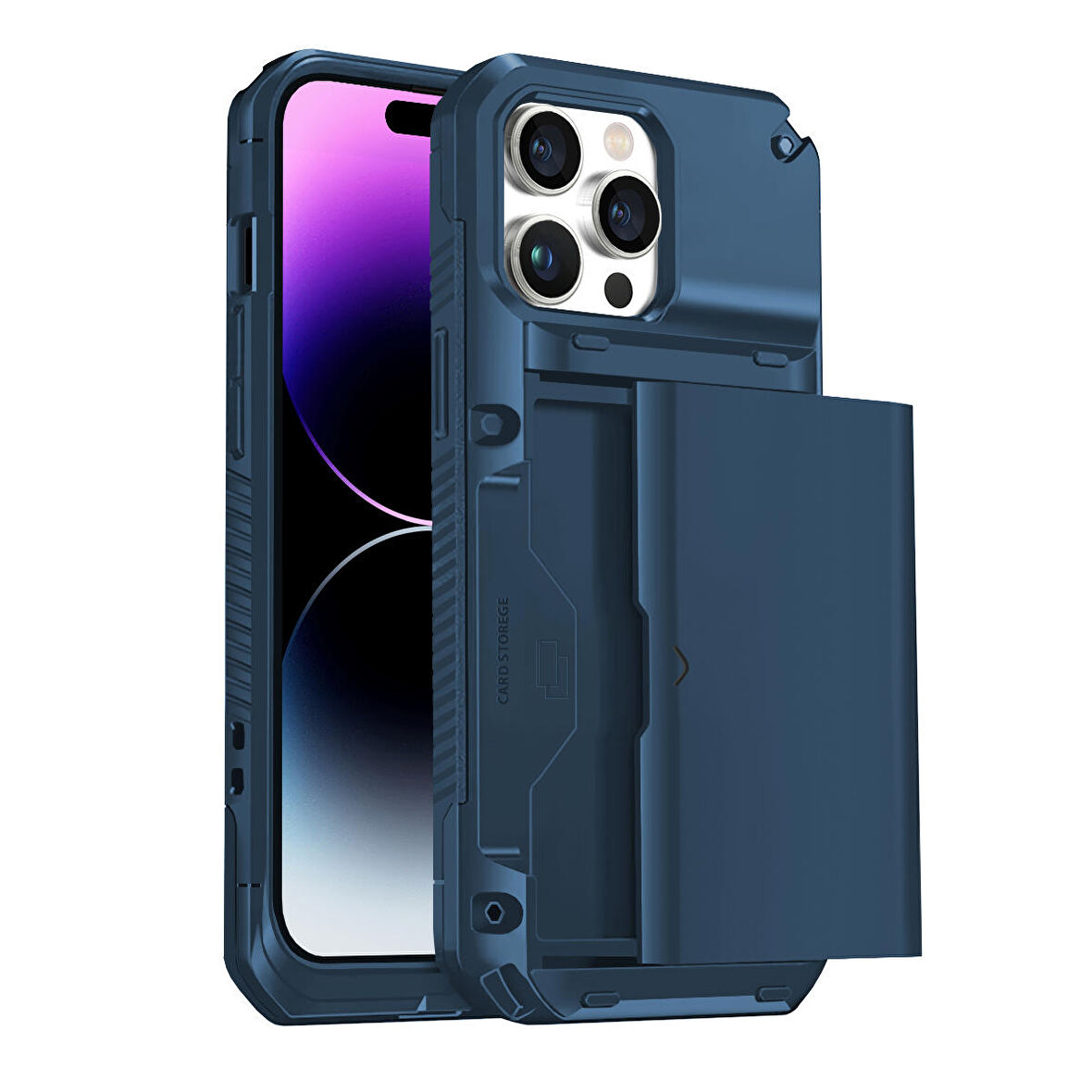 Buff iPhone 14 Pro Max Slide Armor Kılıf Blue