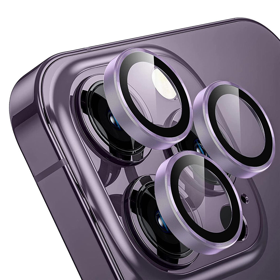 Buff iPhone 13 Pro / 13 Pro Max Kamera Metal Lens Koruyucu Purple