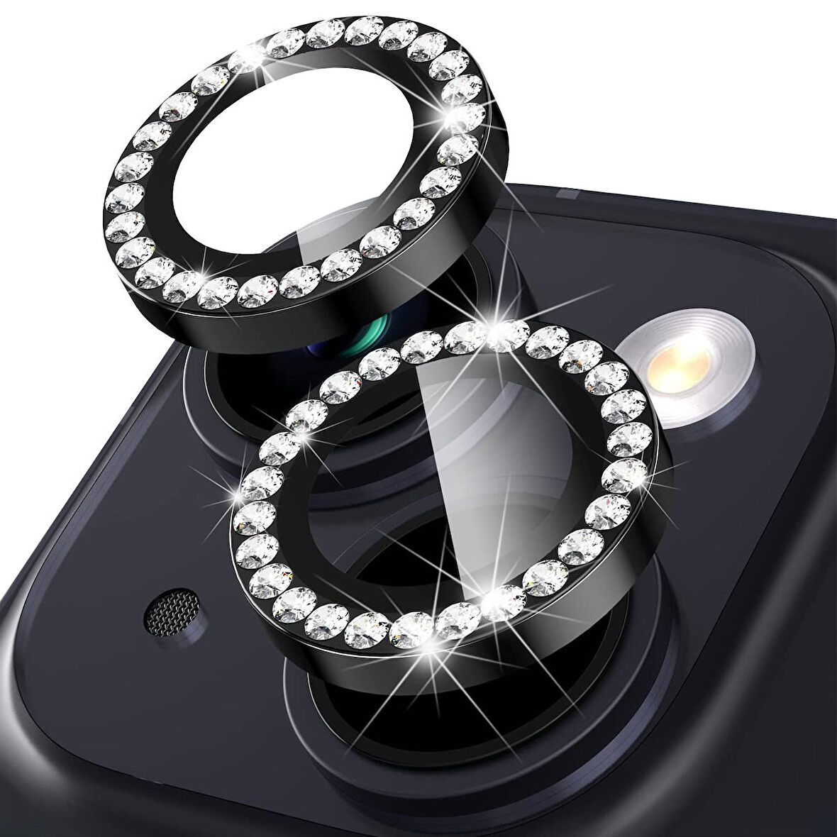Buff iPhone 14 / 14 Plus ile Uyumlu Diamond Kamera Lens Koruyucu Graphite
