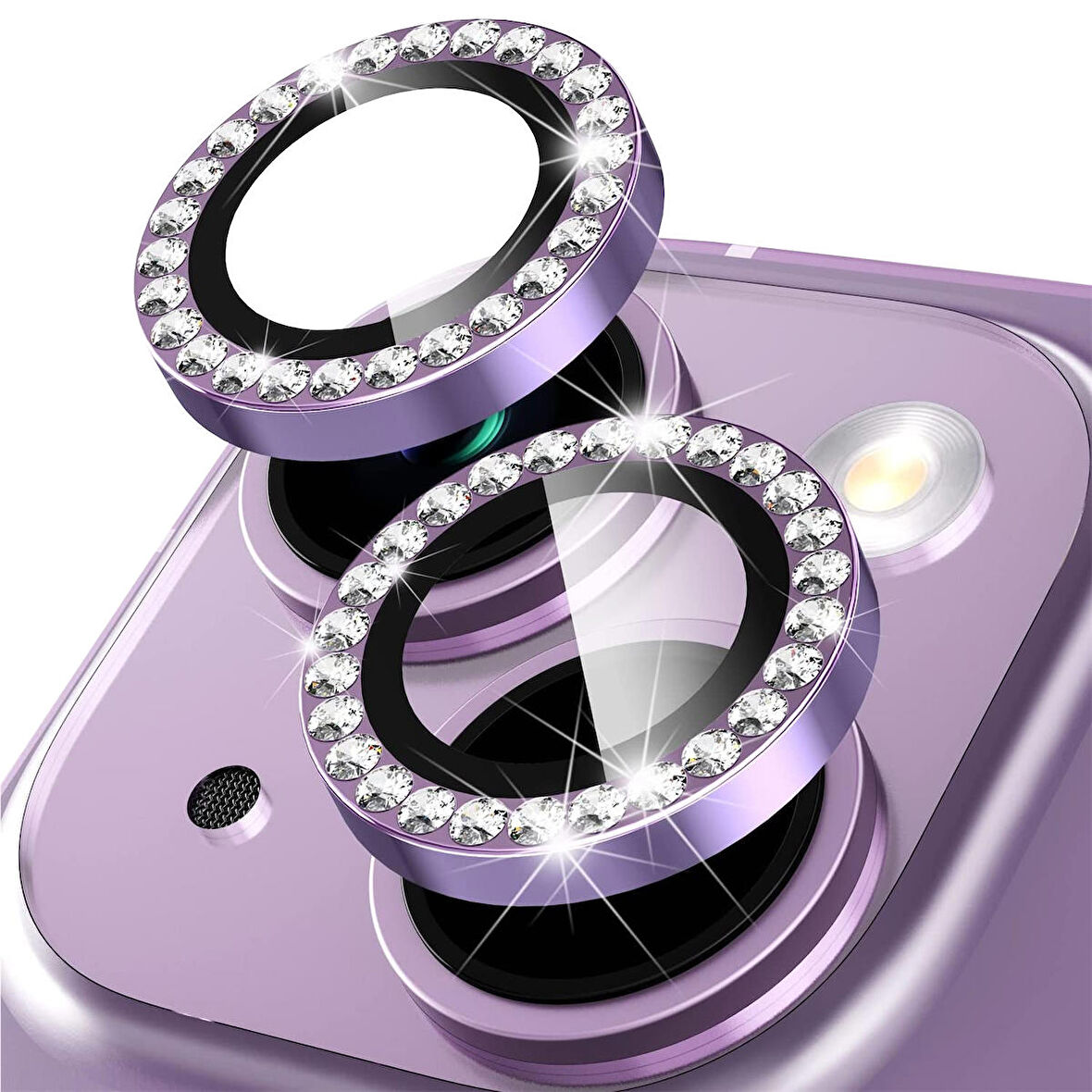 Buff iPhone 14 / 14 Plus Diamond Kamera Lens Koruyucu Purple