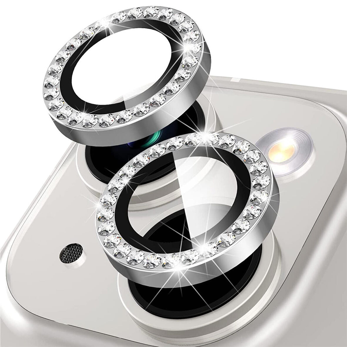 Buff iPhone 14 / 14 Plus Diamond Kamera Lens Koruyucu Silver