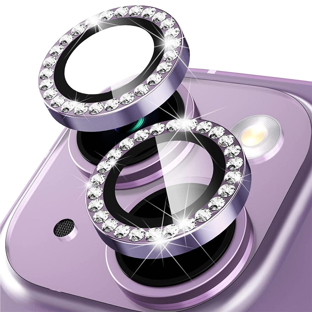 Buff iPhone 14 / 14 Plus Diamond Kamera Lens Koruyucu Dark Purple