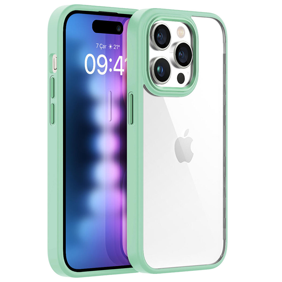 Buff iPhone 15 Pro Max New Air Bumper Kılıf Light Green