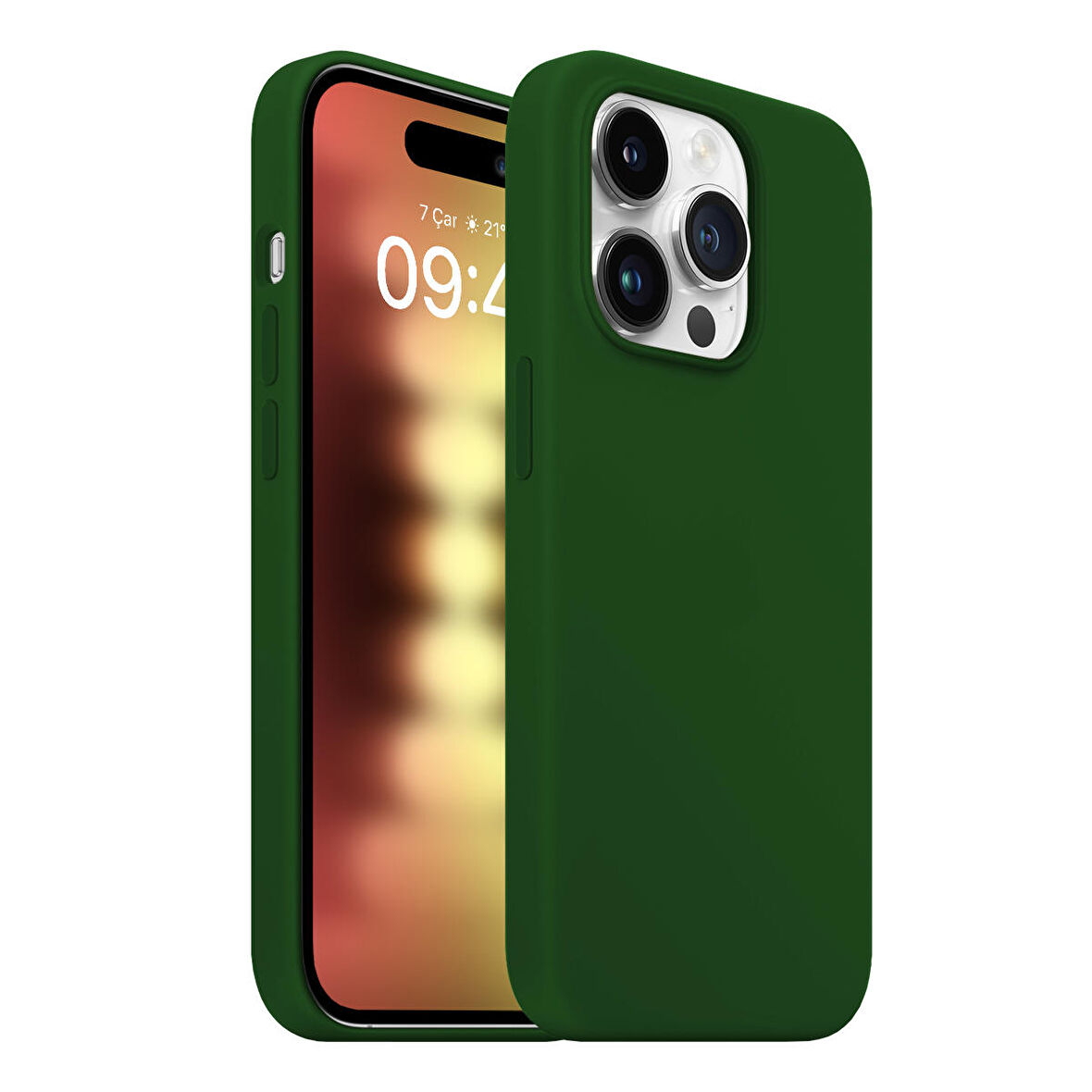 Buff iPhone 15 Pro Rubber Fit Kılıf Dark Green
