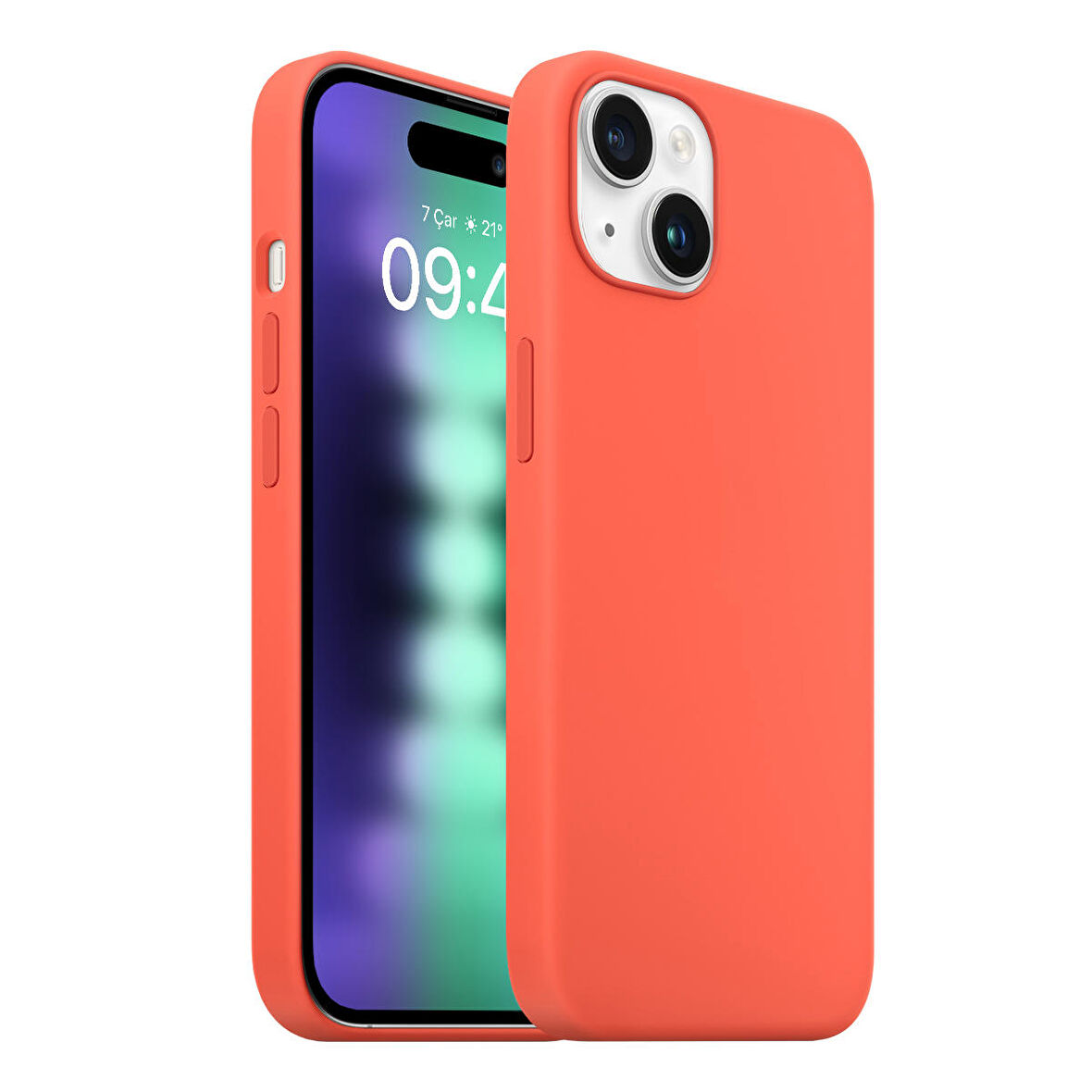 Buff iPhone 15 Plus Rubber Fit Kılıf Nectarine