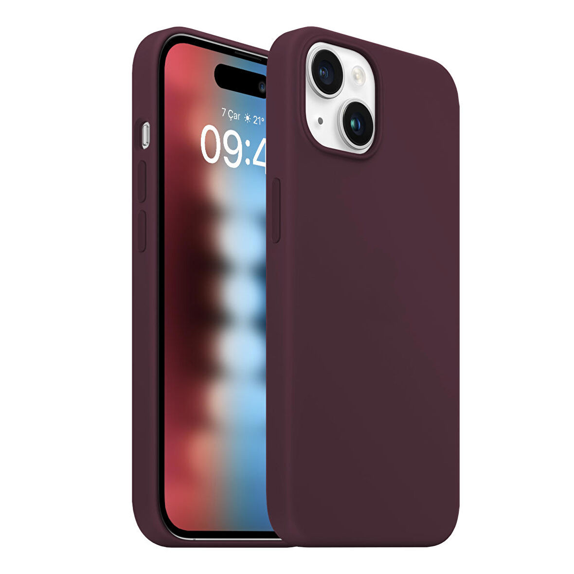 Buff iPhone 15 Rubber Fit Kılıf Wine Red