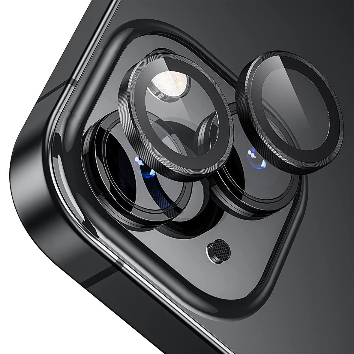 Buff iPhone 15 / 15 Plus Kamera Metal Lens Koruyucu Black