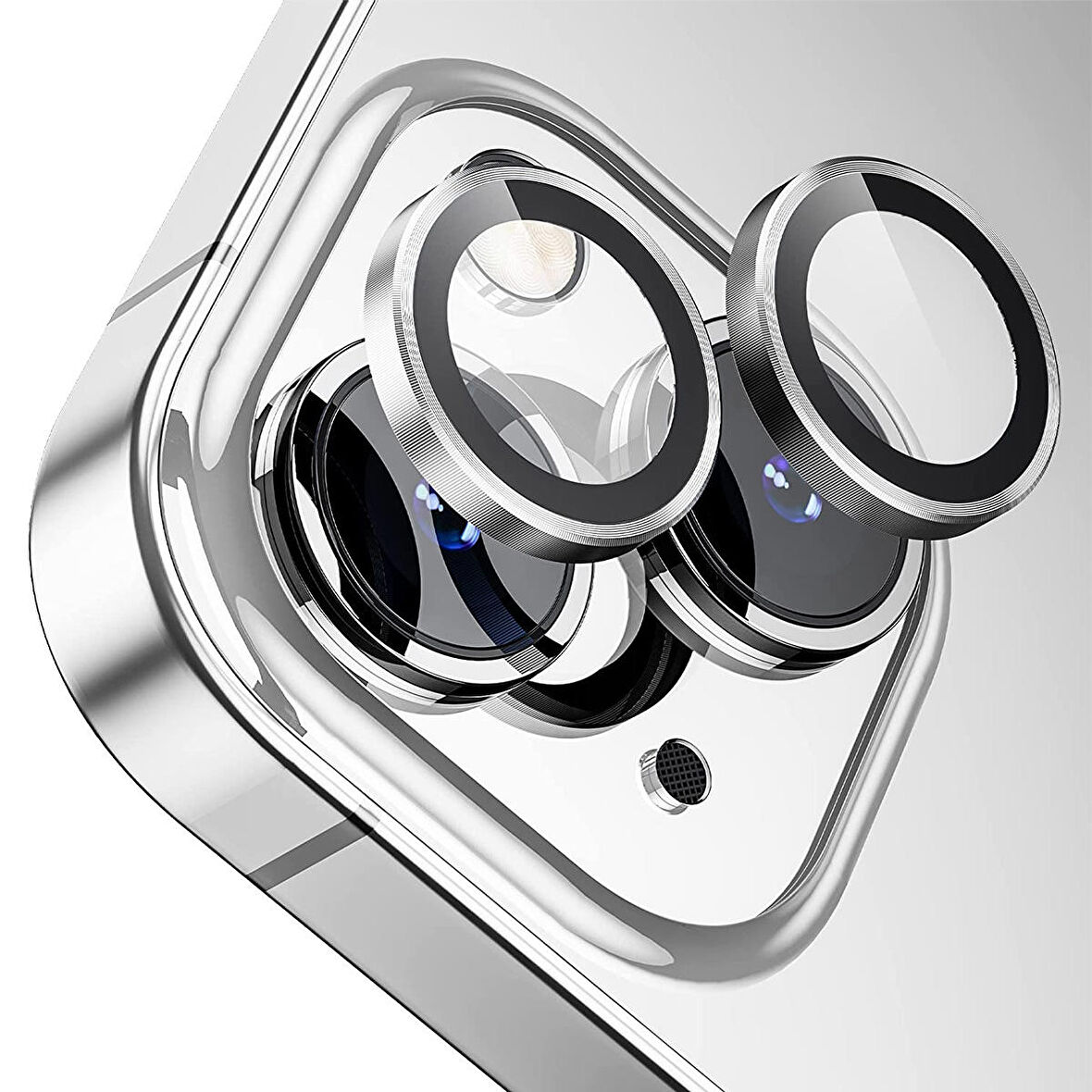 Buff iPhone 15 / 15 Plus Kamera Metal Lens Koruyucu Silver