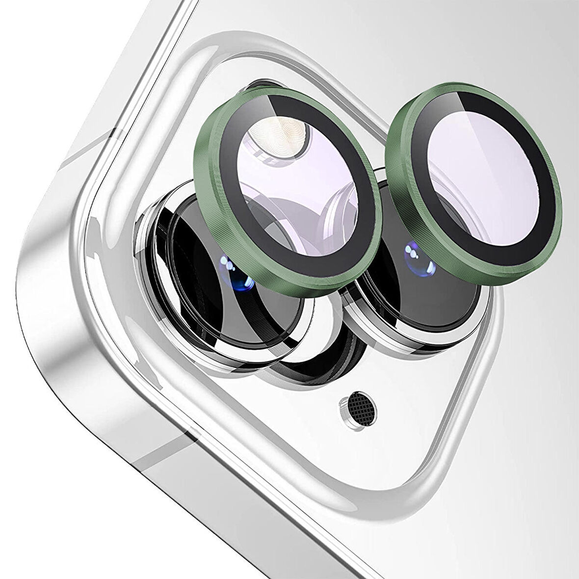 Buff iPhone 15 / 15 Plus Kamera Metal Lens Koruyucu Dark Green