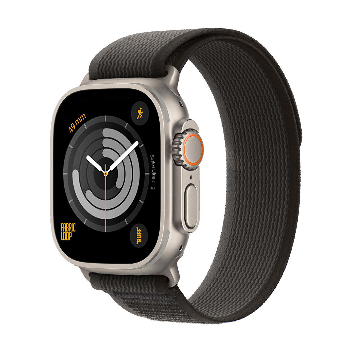 Buff Apple Watch Fabric Loop Band 49mm Ultra Kayış Black-Orange