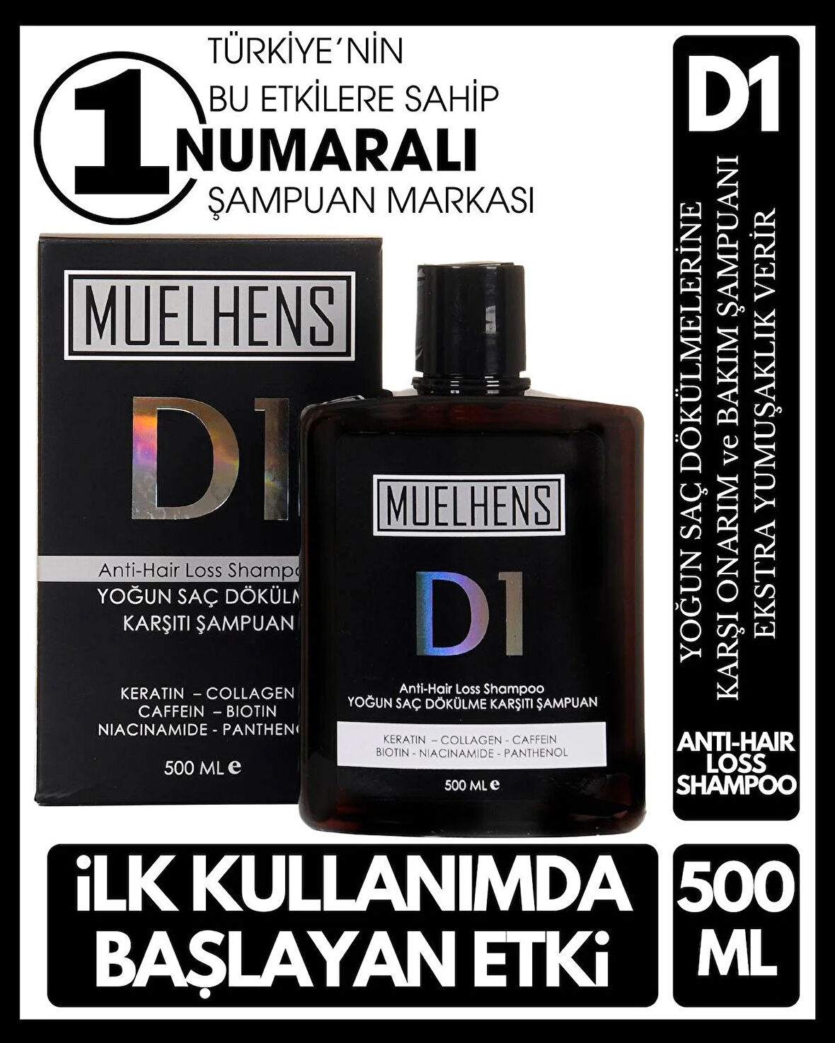 MUELHENS D1 ANTI HAIR LOSS SHAMPOO - YOĞUN DÖKÜLME KARŞITI ONARIM ŞAMPUANI 500 ML