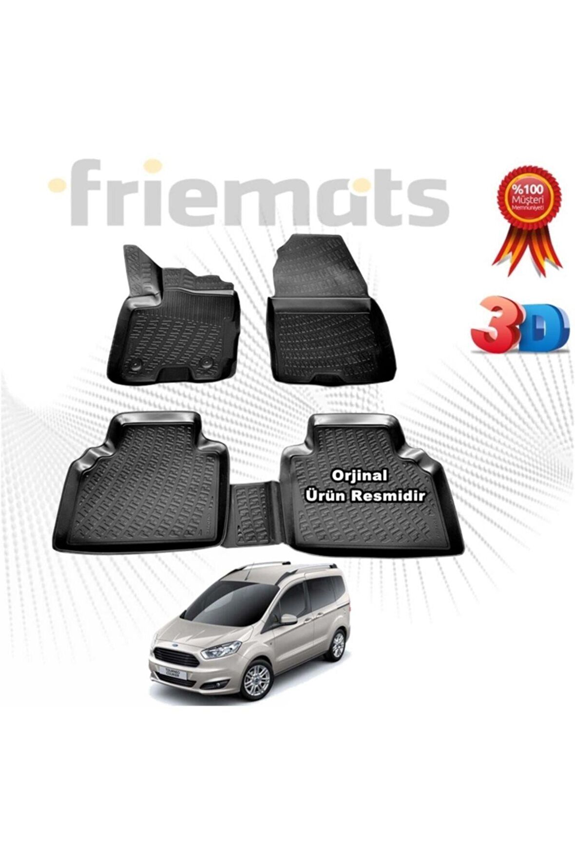 Ford Courier 3d Havuzlu Paspas 2014 - 2020 Arası Siyah 4 Parça
