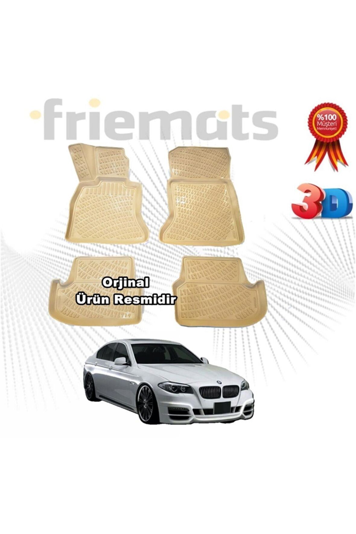 Bmw F10 - 5 Serisi 3d Paspas Havuzlu 2013 Sonrası Bej 4 Parça Set -