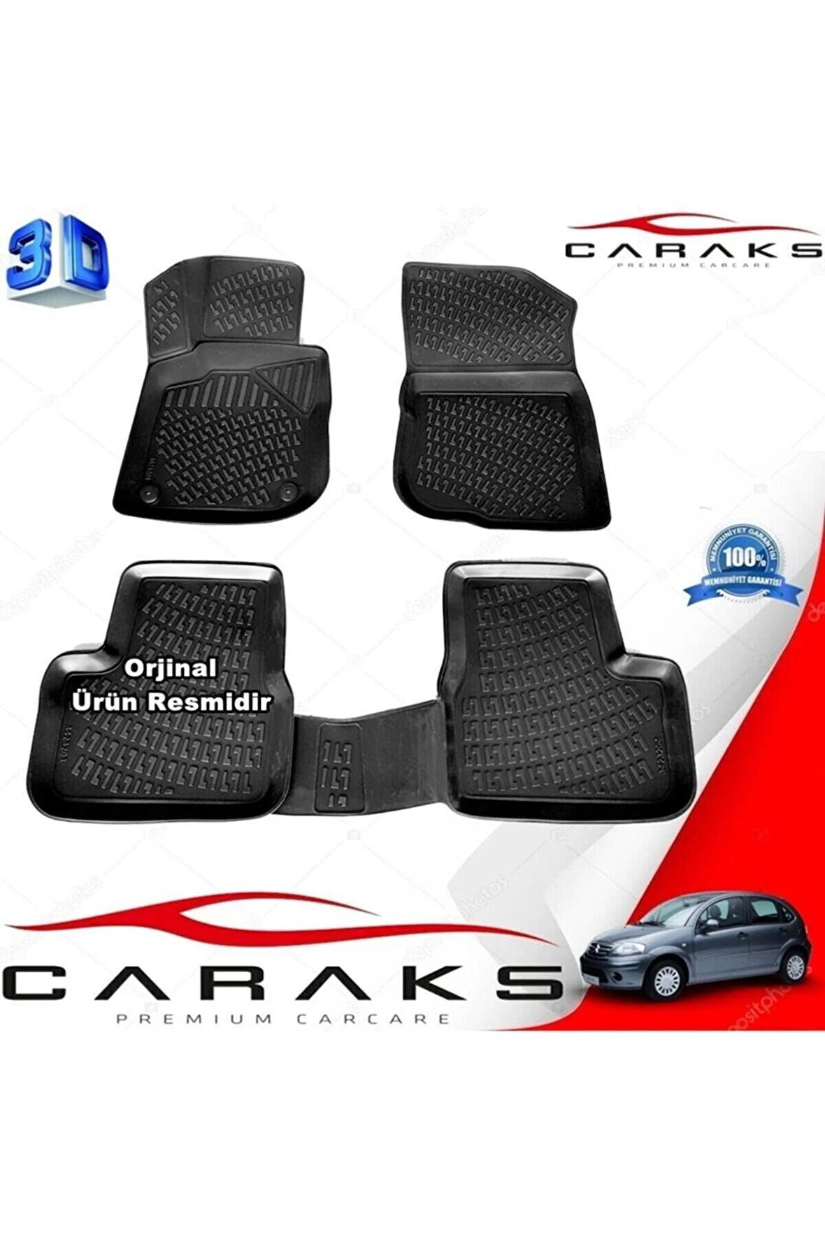 Citroen C3 3d Paspas Havuzlu Hb 2003 - 2009 Arası Siyah 4 Prç.