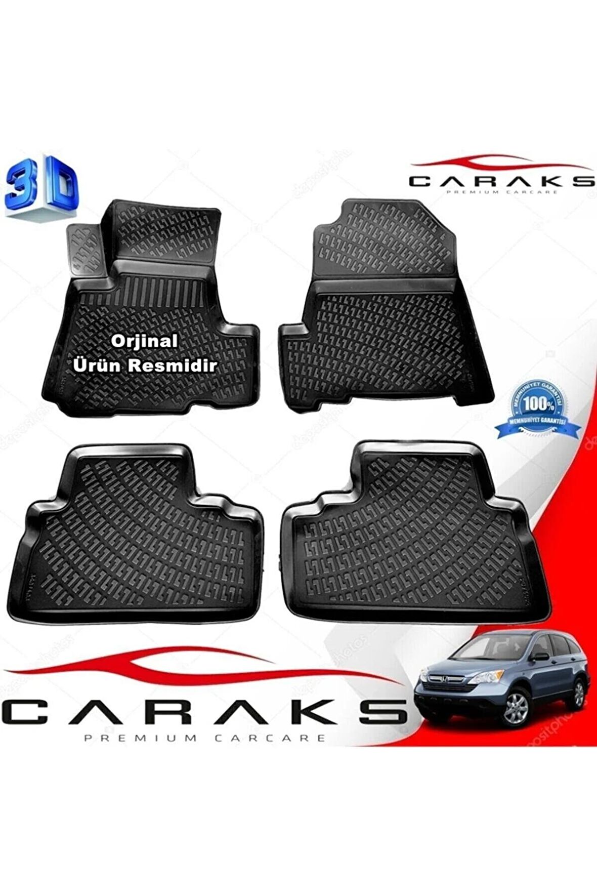 Honda Crv 3d Paspas Havuzlu 2007 - 2013 Arası Siyah 4 Prç.