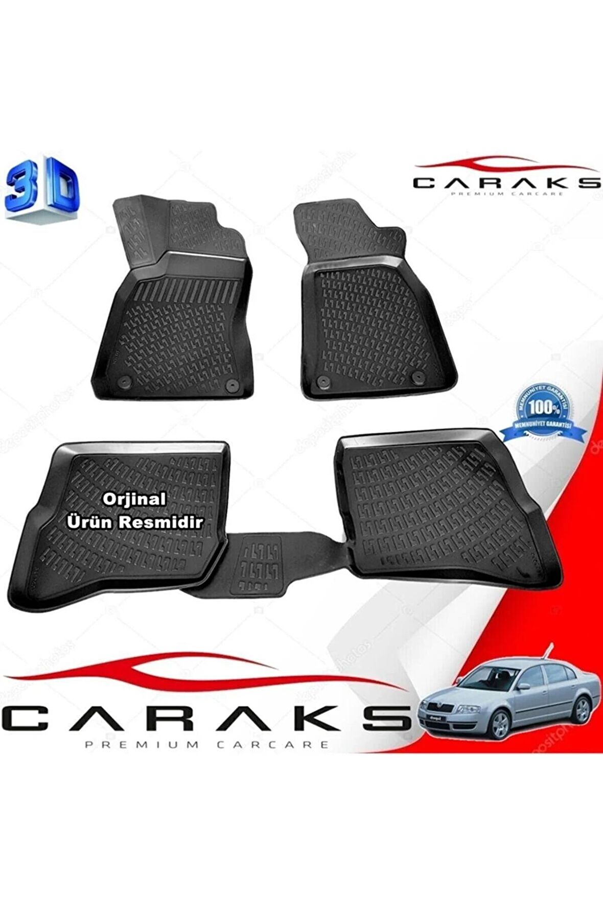 Skoda Süper B 3d Paspas Havuzlu 2003 - 2008 Arası Siyah 4 Prç.
