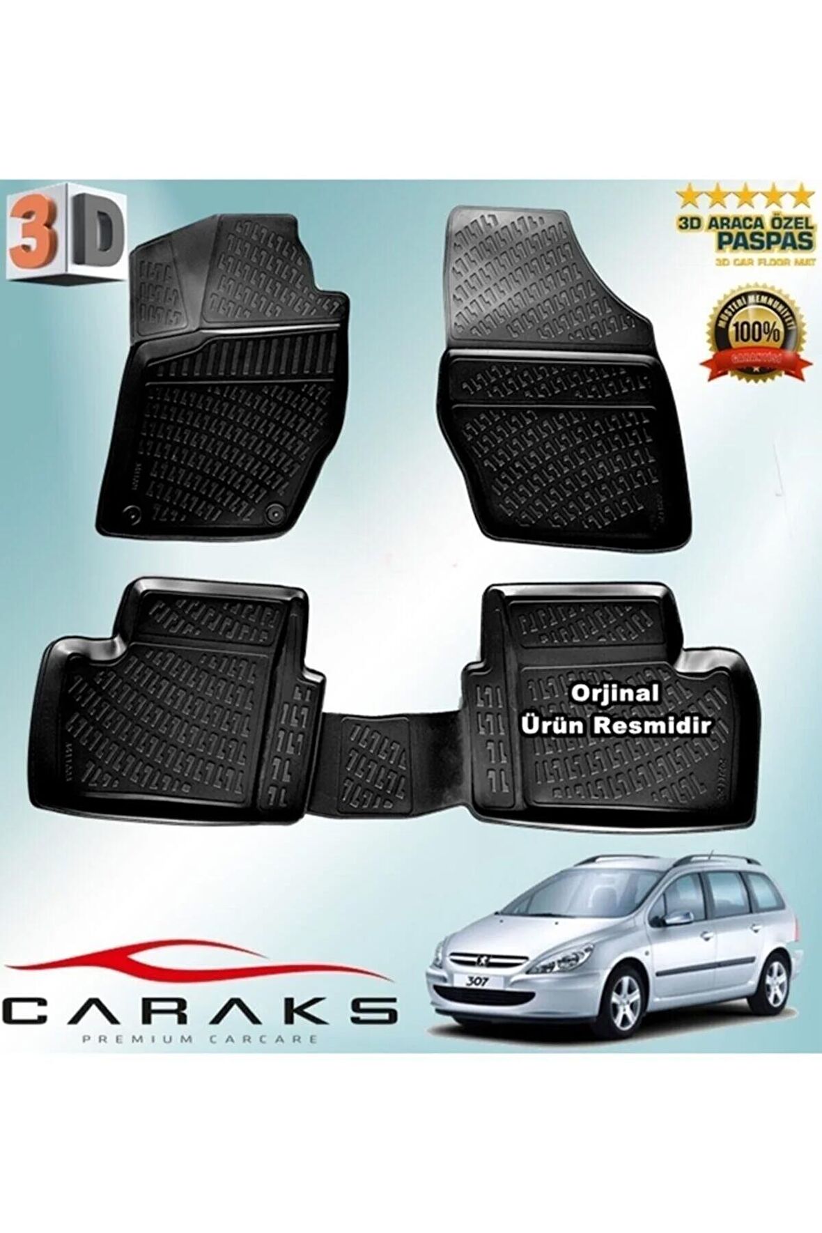 Peugeot 307 3d Paspas Havuzlu Stw 2001 - 2008 Arası Siyah 4 Parça