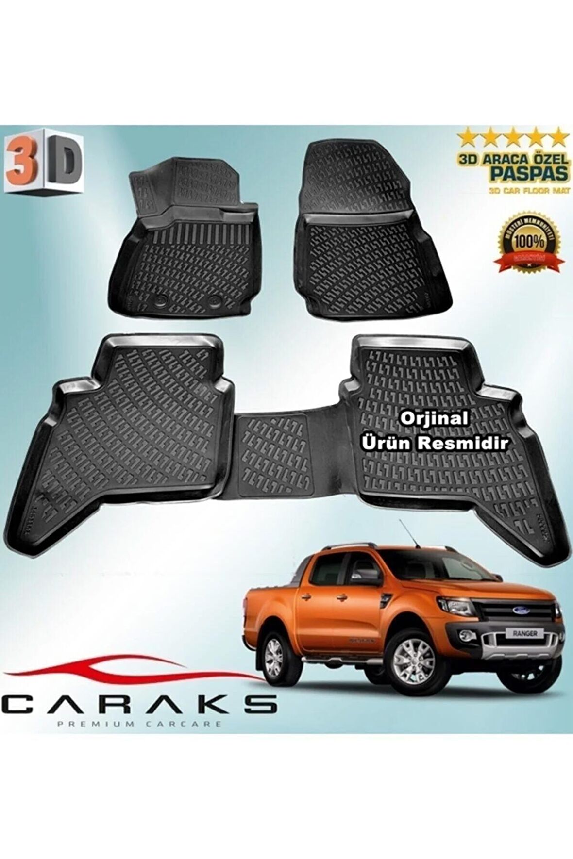 Ford Ranger 3d Havuzlu Paspas 2012 Sonrası Siyah 4 Parça