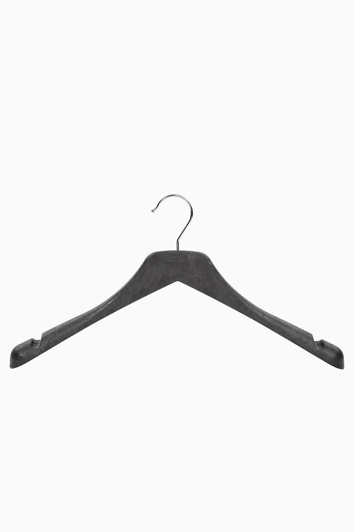 10'lu DCK 40cm Ahşap Görünümlü Dolgulu Plastik Üst Grup Askısı - Siyah