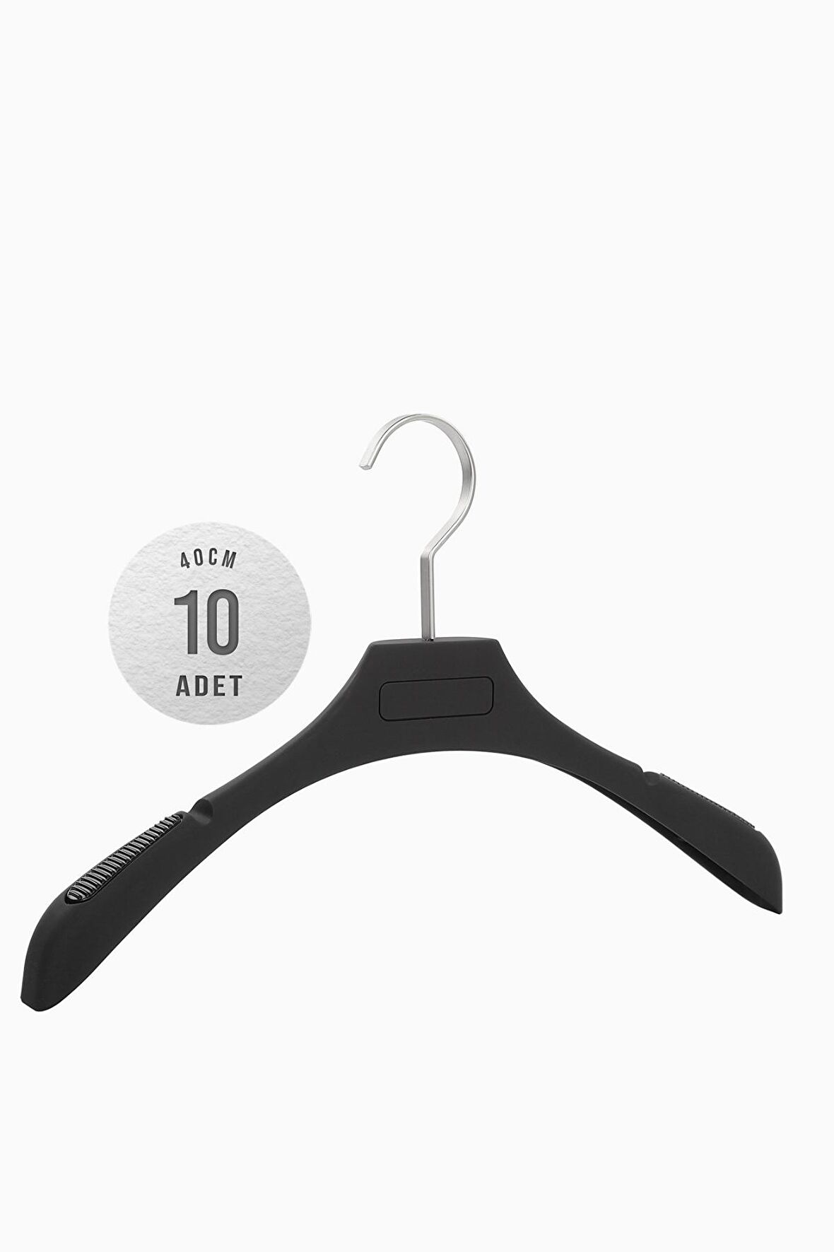 10'lu ICS 40cm Soft Touch Kaplamalı Plastik Askı - Siyah