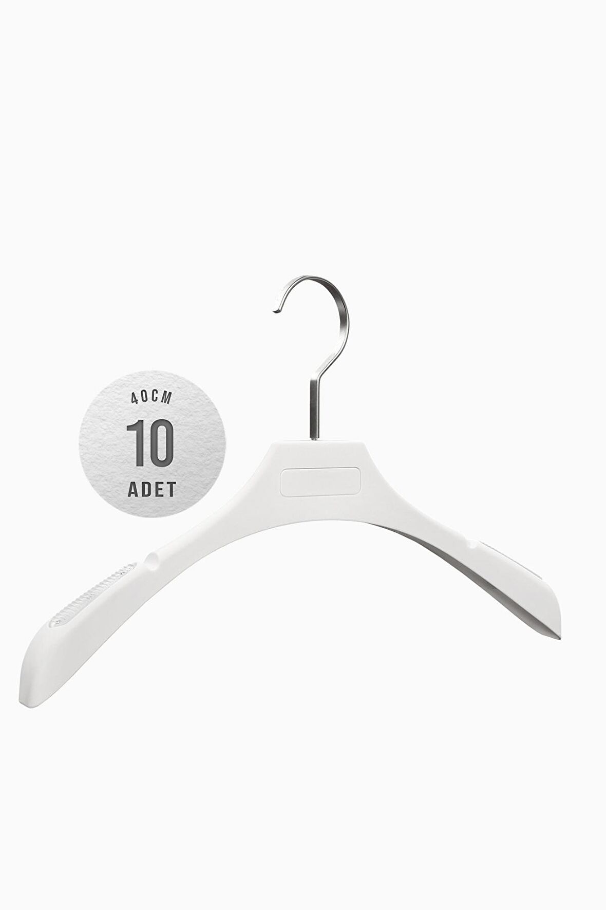 10'lu ICS 40cm Soft Touch Kaplamalı Plastik Askı - Beyaz