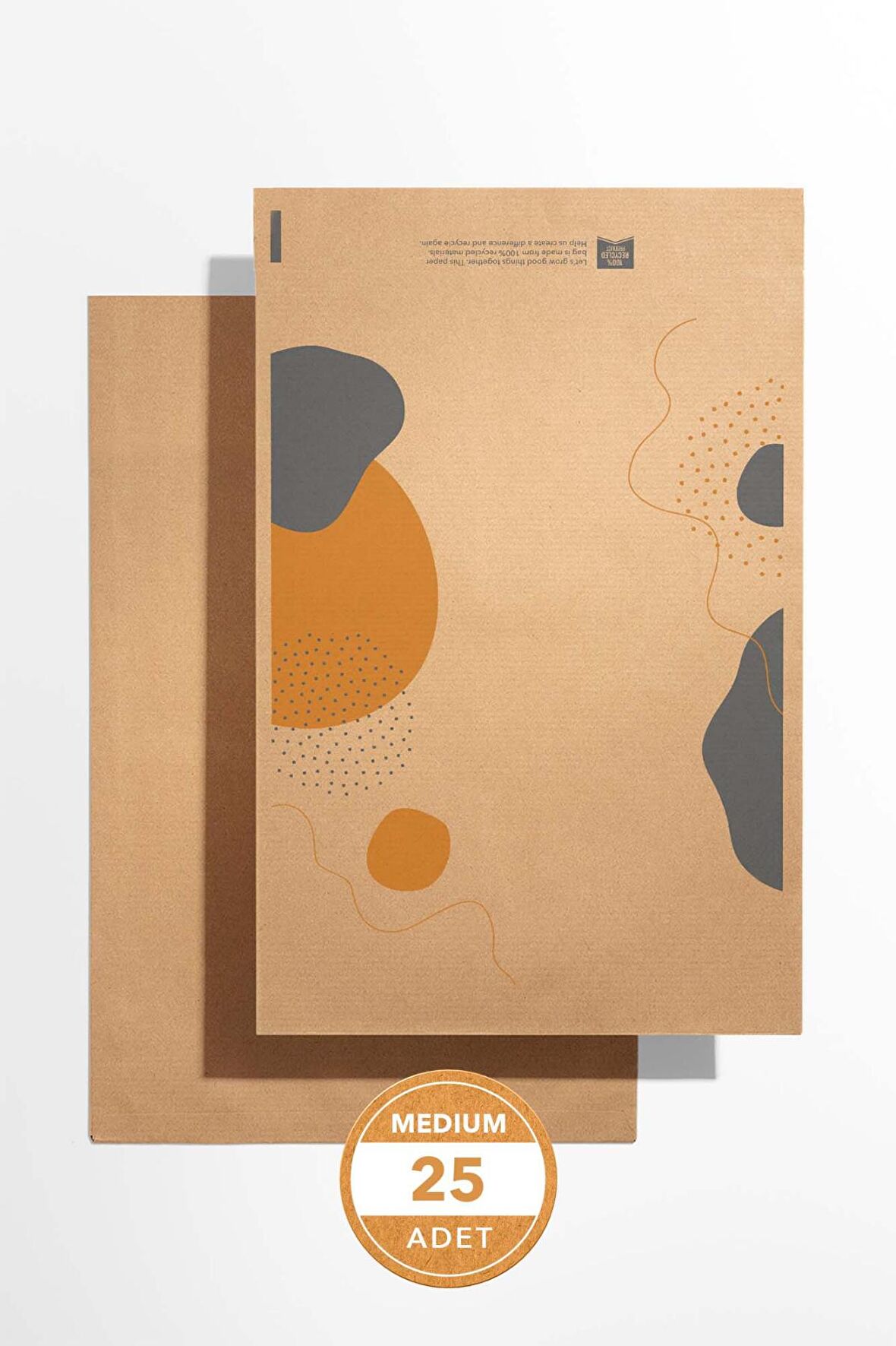 No3 25'li Medium 30x35x5cm Desenli Kargo Poşeti - Kraft