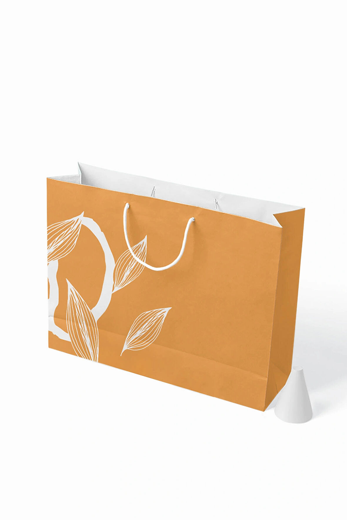 No1 25'li Floral Seri Kraft Çanta - Kiremit - 37x25x11 Cm