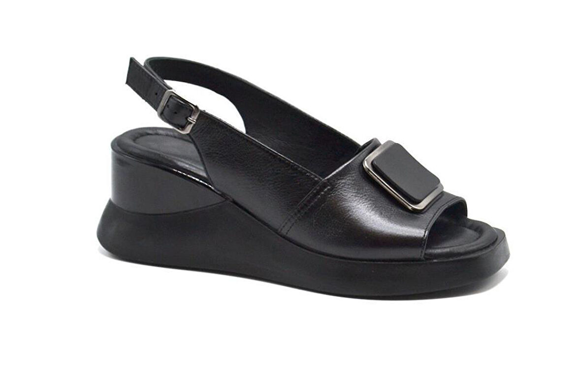 VENÜS 2409302Y DOLGU TOPUK FASHİON DERİ KADIN SANDALET