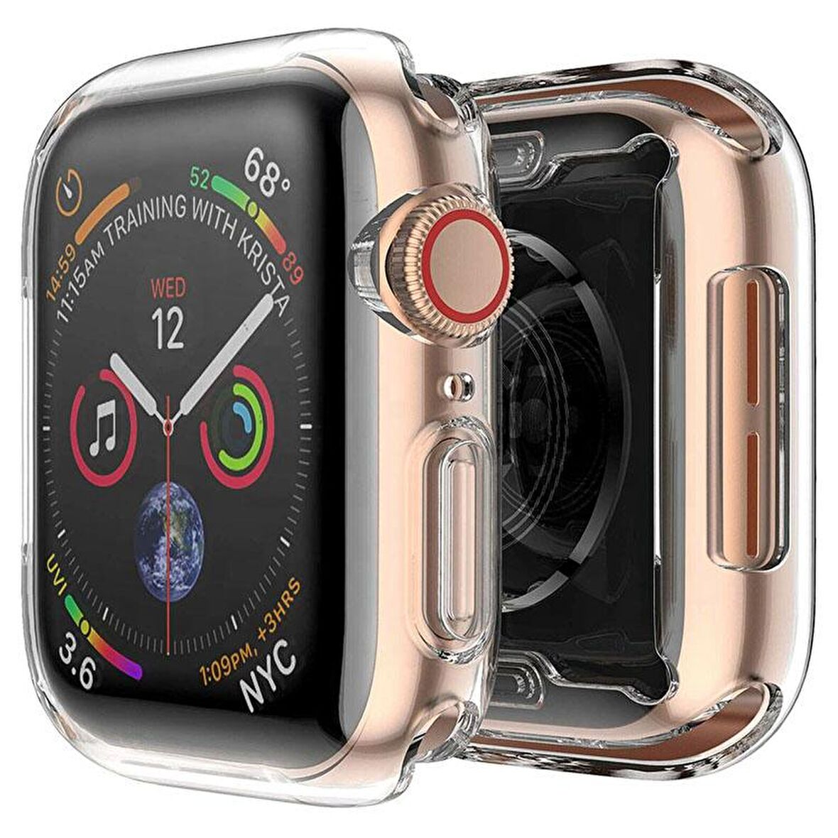 Apple Watch 7 Serisi 45mm Uyumlu  Silikon Şeffaf Kılıf Ekran Koruyucu