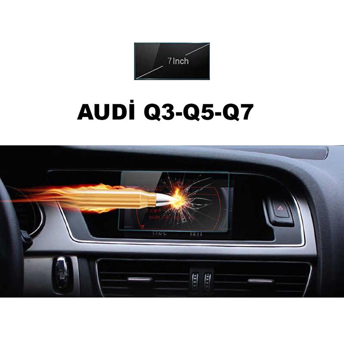 Audi Q3 Q5 Q7 2013-2017 7 inç Navigasyon Temperli Ekran Koruyucu