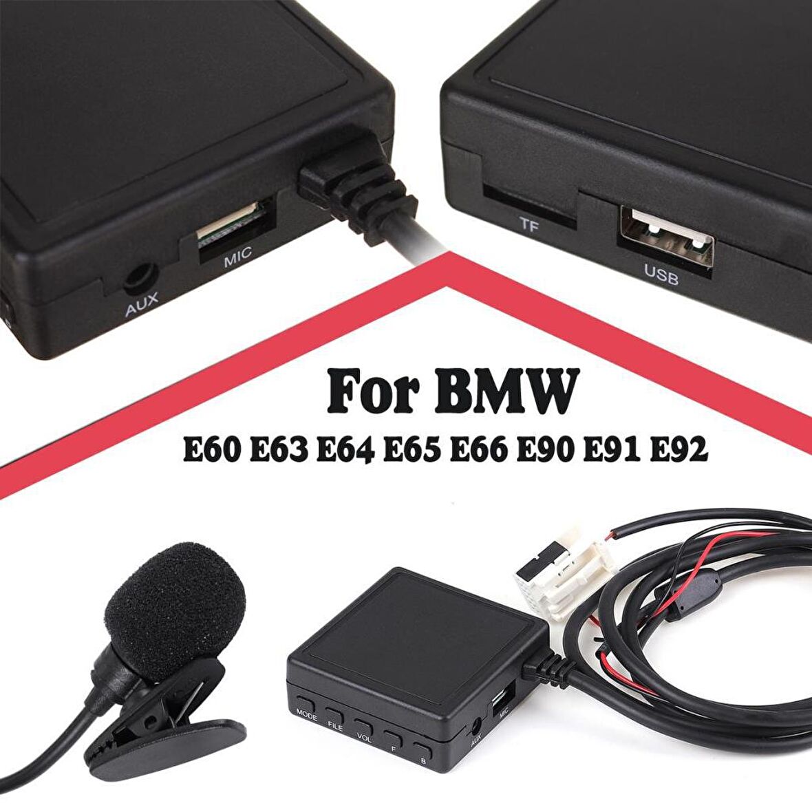 Bmw E60 E63 E65 E90 E91 E92 Bt 5.0 Mikrofonlu Aux Adaptörü Sku9  Usb Tf Kart Girişi