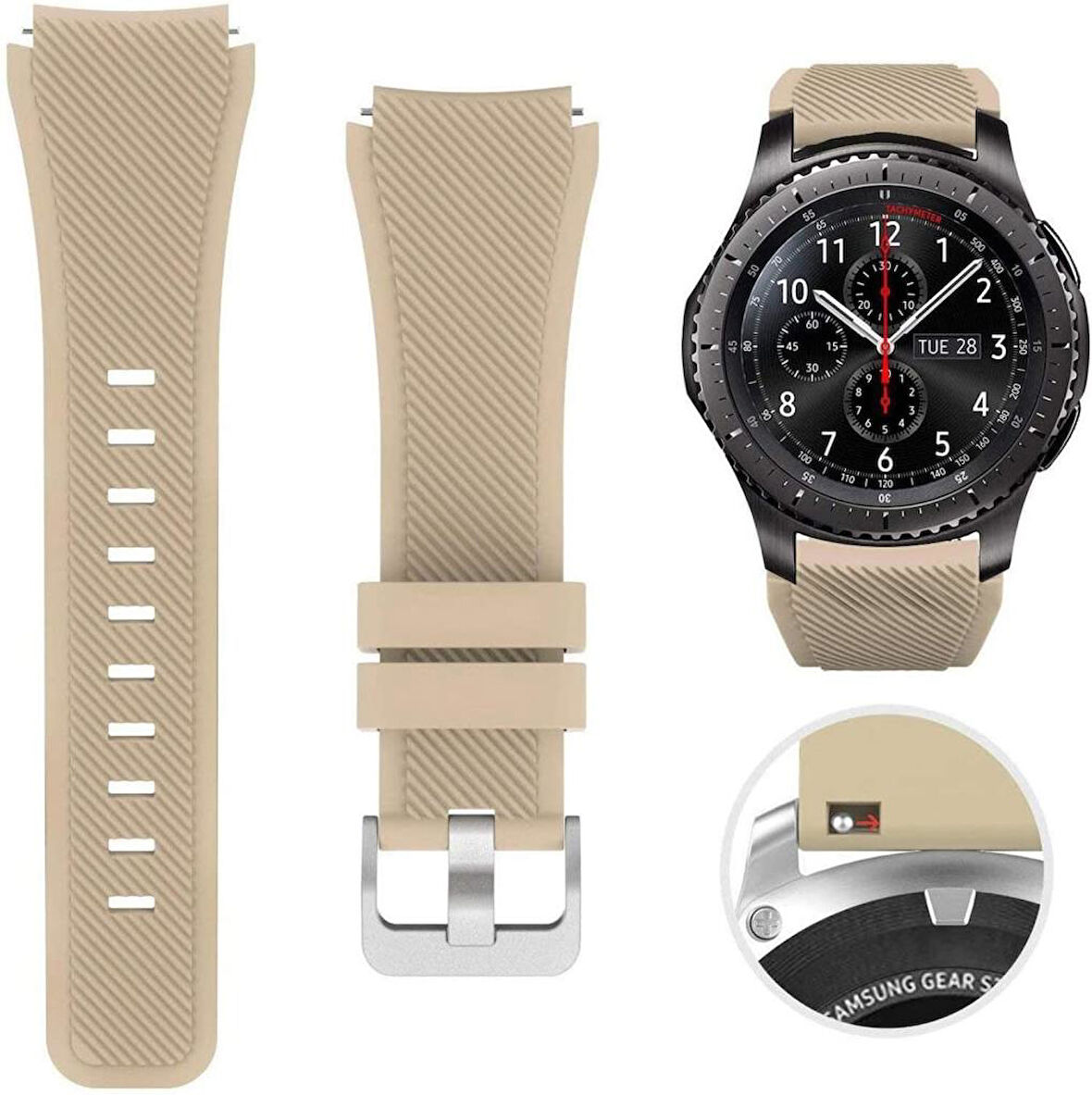 Samsung Gear S3 Gear Watch 3 45mm Uyumlu Silikon Kordon Kayış