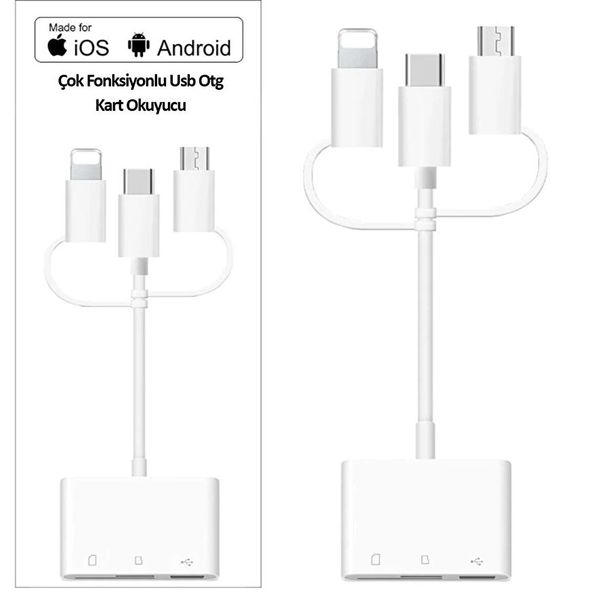 Type-C iPhone Micro Usb Çok Fonksiyonlu Usb Otg Kart Okuyucu