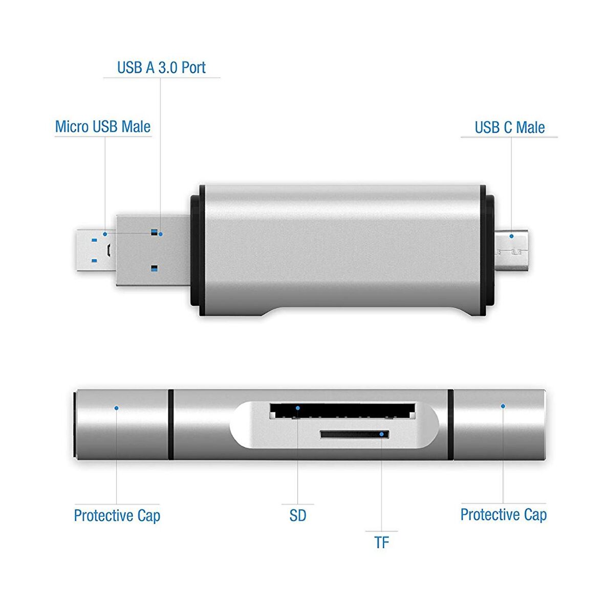 Type-C Usb 3.1 Micro Usb Usb 3.0 SD TF Micro SD Kart Okuyucu