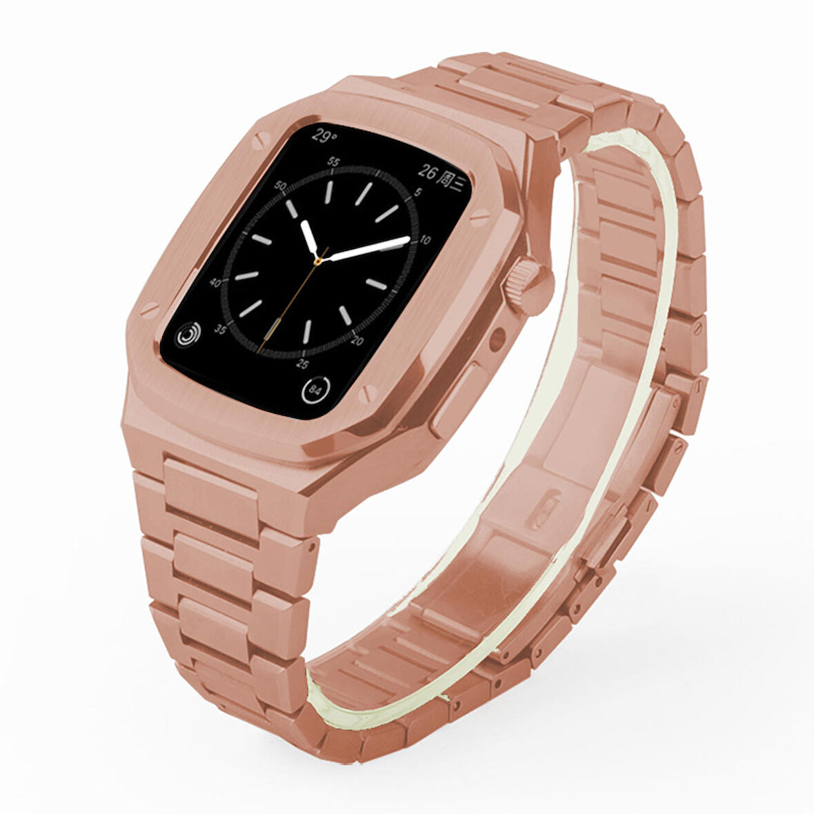 Apple Watch 7 8 45mm Paslanmaz Çelik Zırh Armor TME Kasa Kordon