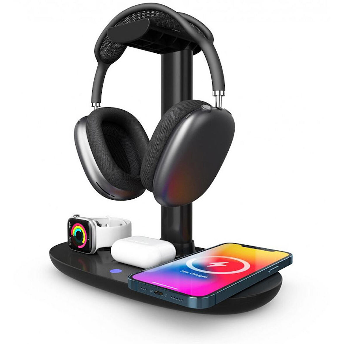 4in1 15W iPhone Airpods Watch Kablosuz Şarj ve Kulaklık Stand B15A