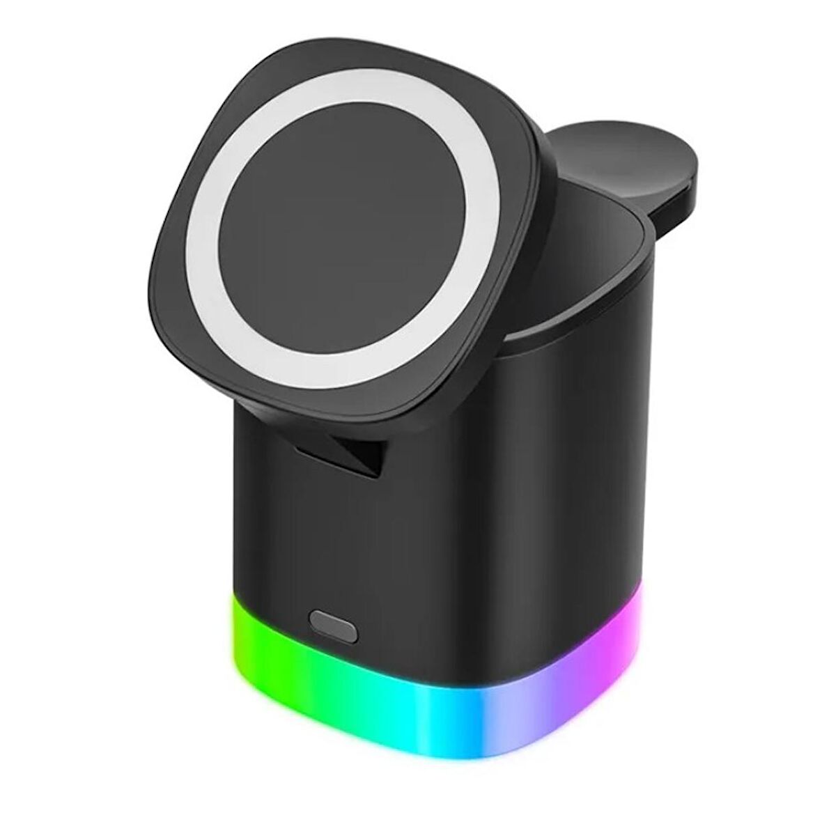 3in1 15w iPhone Airpods Watch Kablosuz Şarj Cihazı Rgb Işıklı T15