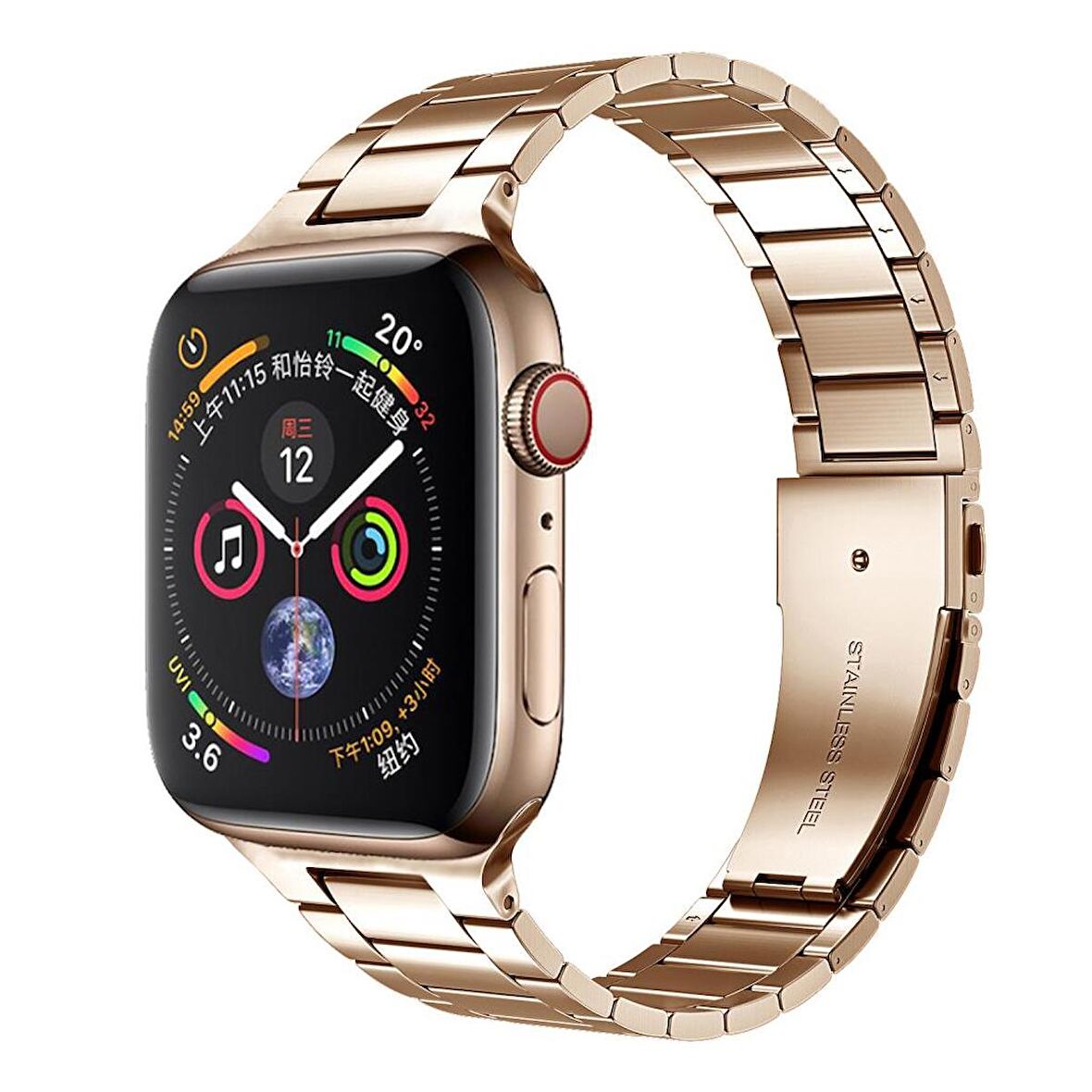 Apple Watch 2 3 4 5 6 7 8 Seri 38mm 40mm 41mm Slim Çelik Kordon