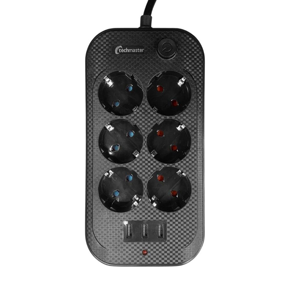Techmaster 3 Usb Akım Çocuk Korumalı 6lı Priz 2mt Kablo