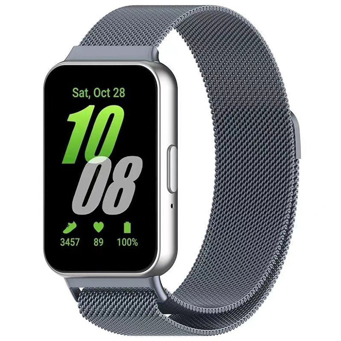 Samsung Galaxy Fit 3 R390 Uyumlu Metal Hasır Manyetik Kordon Kayış