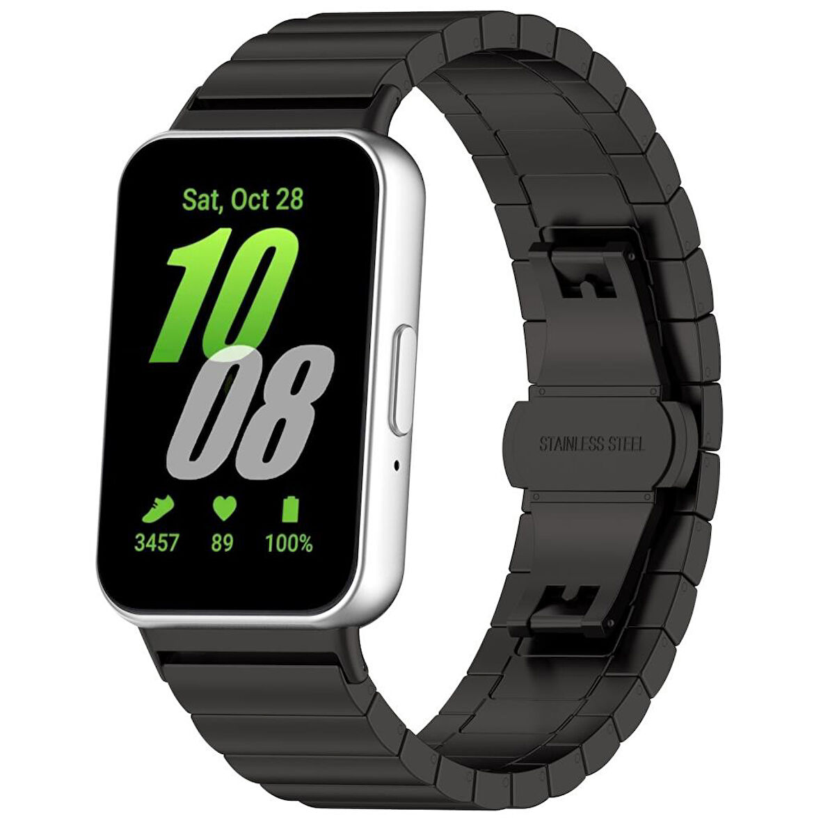 Samsung Galaxy Fit 3 R390 Uyumlu Metal Baklalı Çelik Kordon Kayış