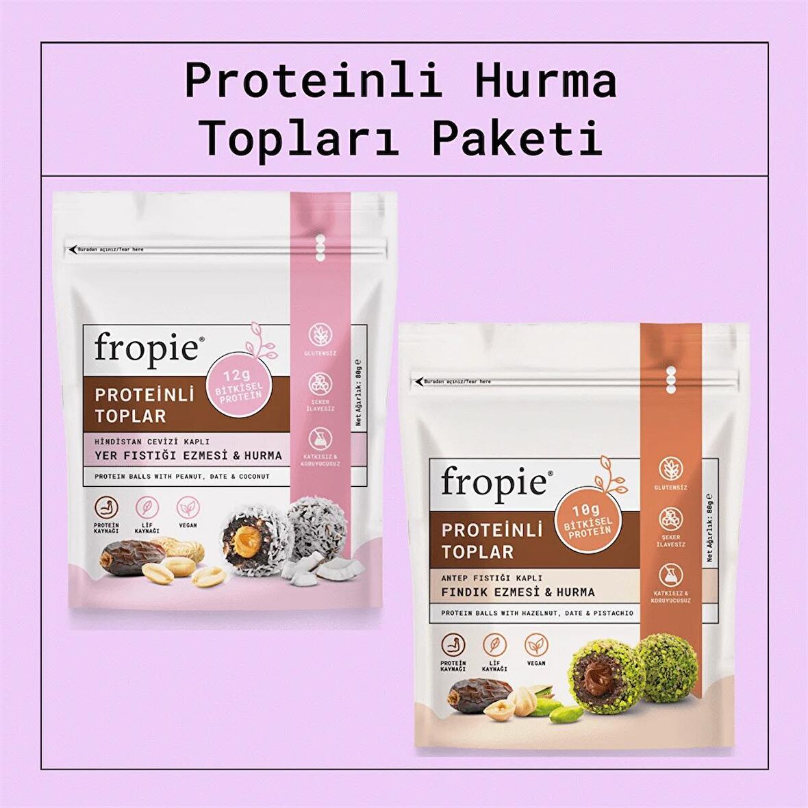 Proteinli Meyve Topları - 80 gr x 2 Çeşit